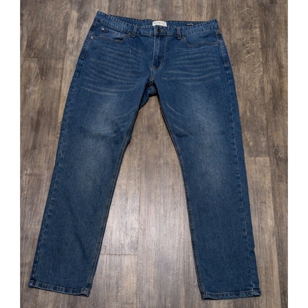 Smith & Mills Mens 38x32 Blue Straight Leg Stretch Denim Jeans Medium Wash